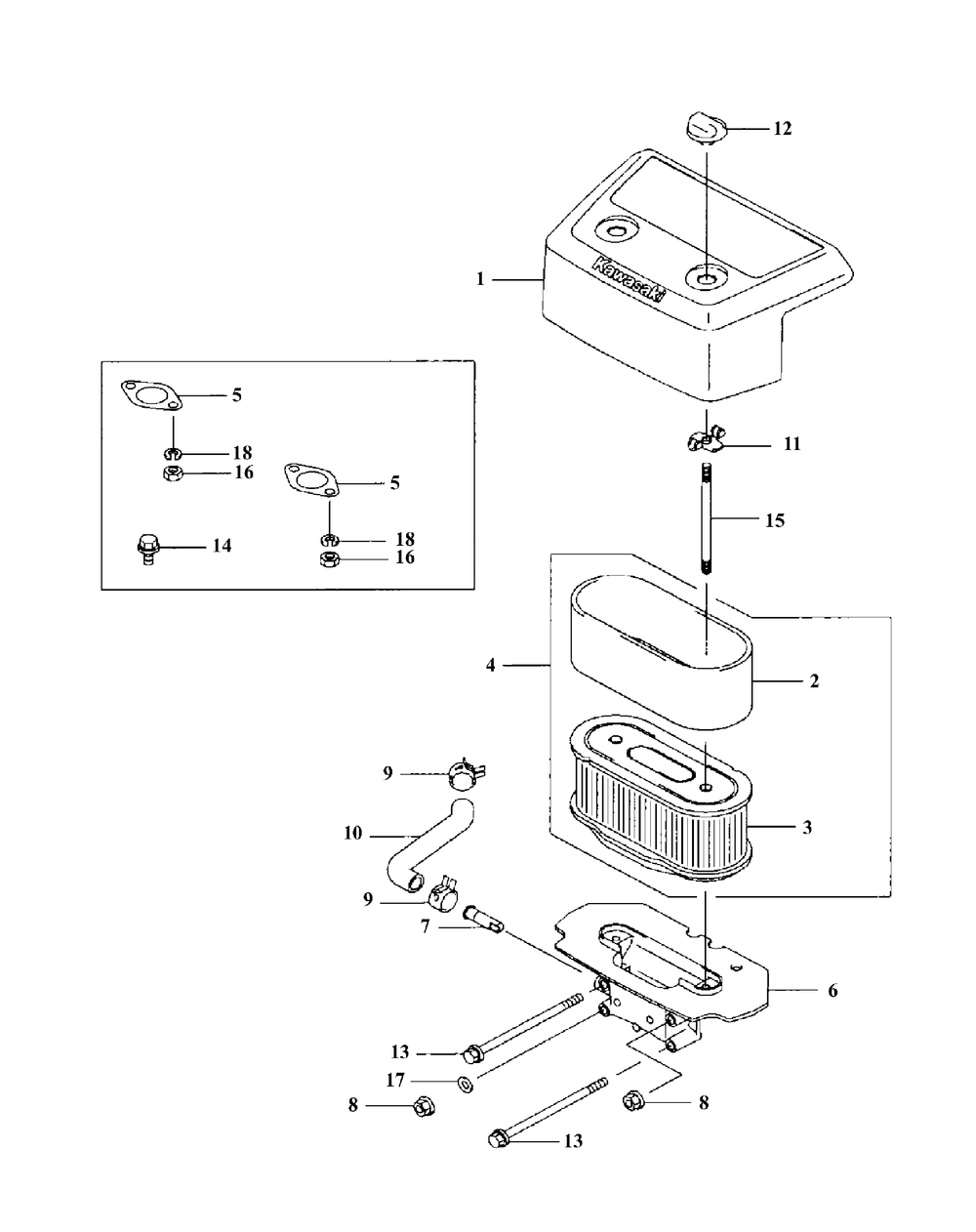 Fh721v-As15 Air Cleaner Diagram and Parts List for M60-KW 53AB5DCX150-25-HP Cub Cadet Lawn Tractor